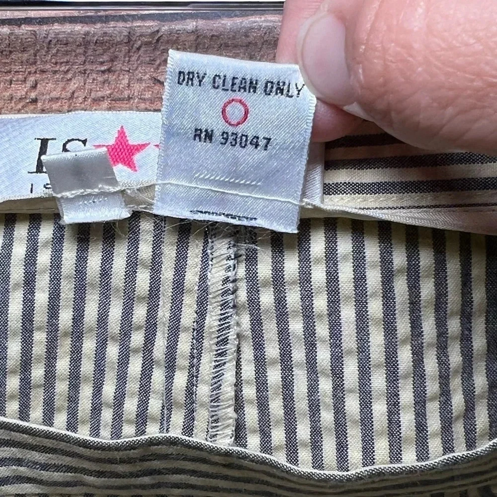 🌻 Isaac Mizrahi 90s Seersucker Pencil Skirt Buttoned Side Closure size 8 vintage - Picture 6 of 7